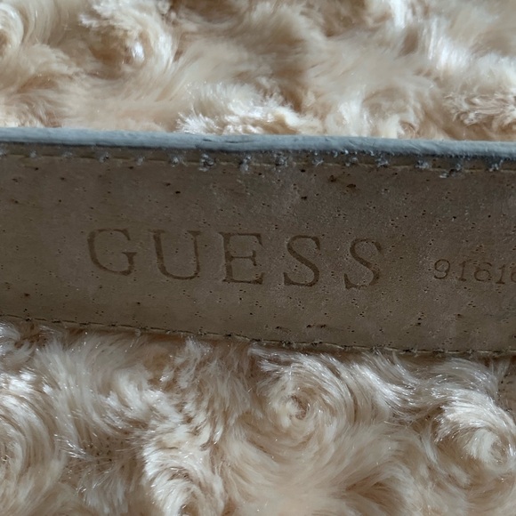 GUESS Vintage Silver Stud Cream Leather Suede G Logo Belt Size XL - Picture 5 of 9
